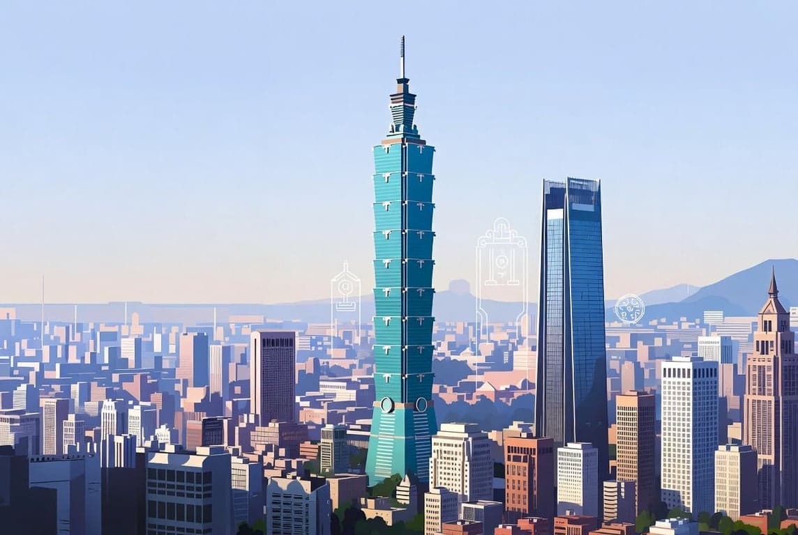 Taipei 101 skyline and financial district representing Taiwan FSC virtual asset services act and MiCA-style crypto regulation