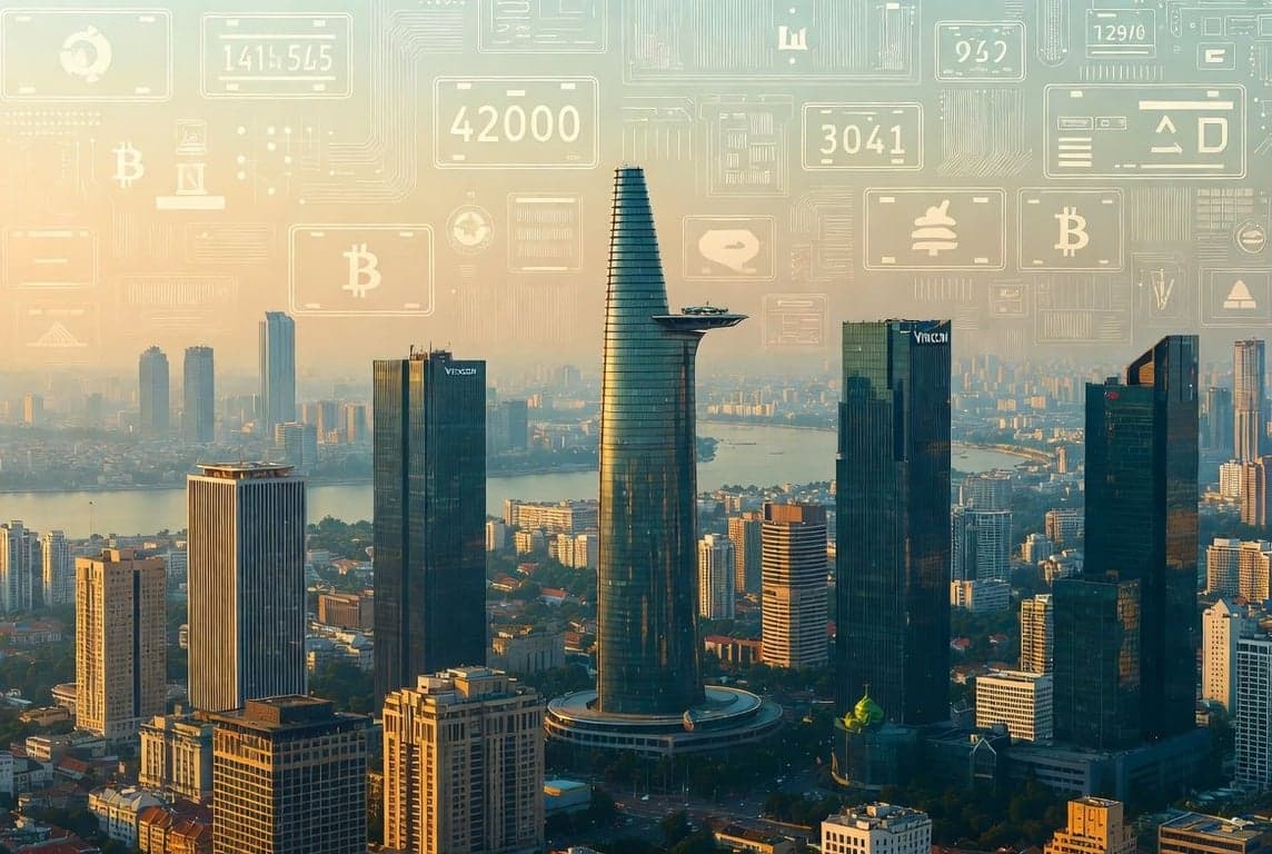 Ho Chi Minh City financial district skyline representing Vietnam's new cryptocurrency exchange licensing requirements and VND 10 trillion capital threshold