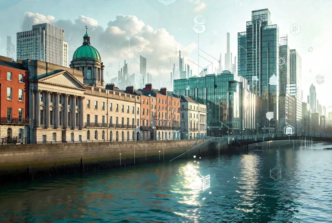 Dublin Ireland financial district IFSC buildings representing company formation LTD structure and corporate tax substance requirements