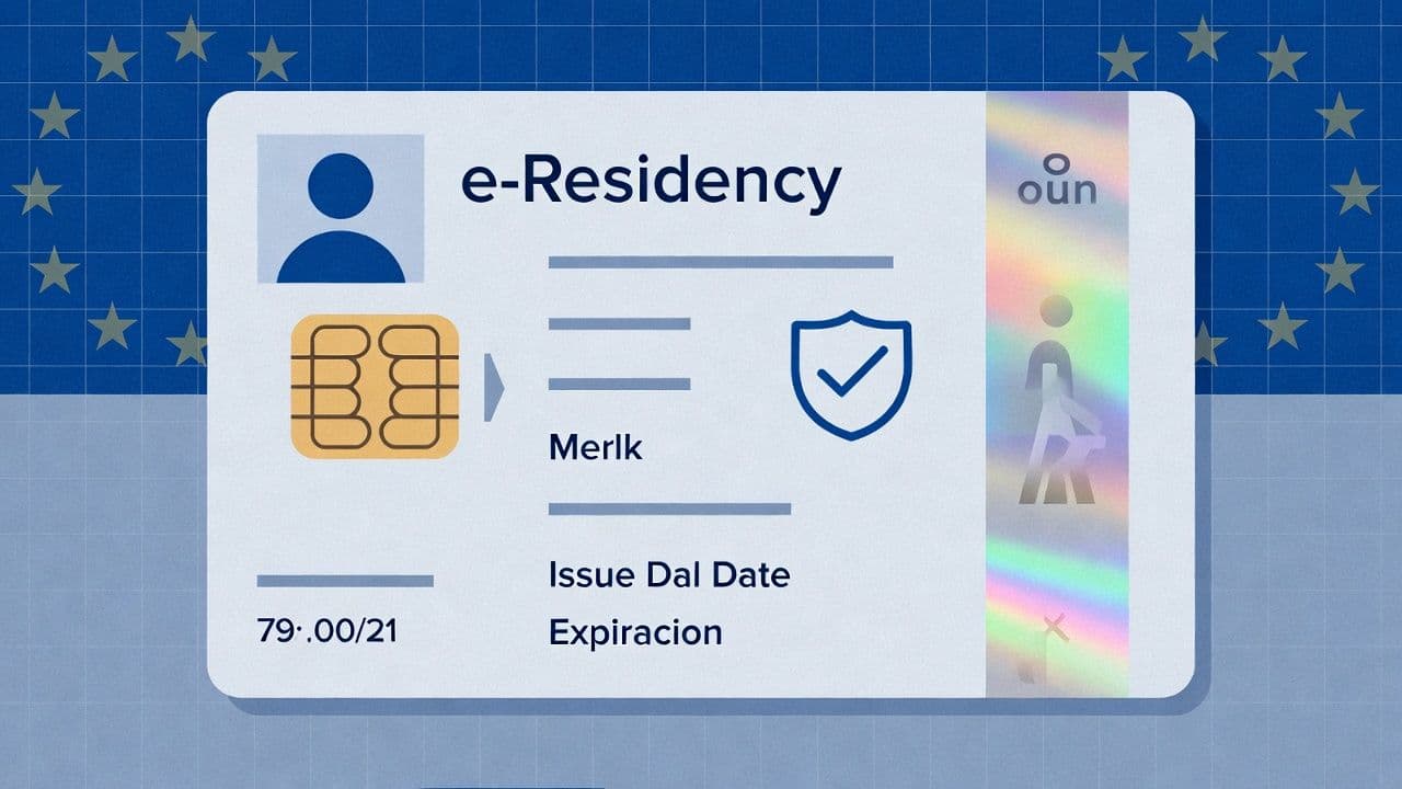 Digital identity card and e-residency concept with Estonian elements
