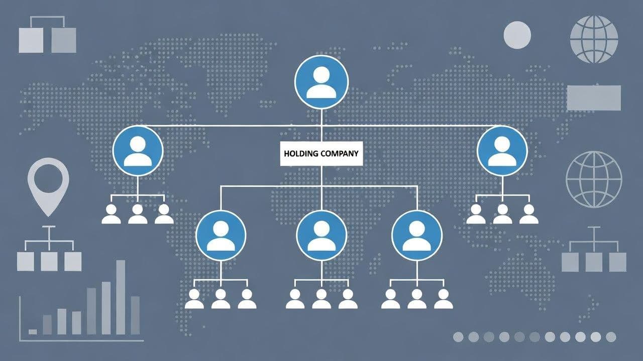 Global corporate structure diagram showing holding company jurisdictions