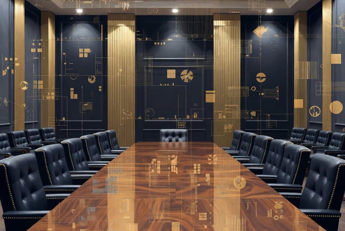 Corporate boardroom with legal documents representing directors and officers liability insurance challenges for regulated crypto and fintech companies