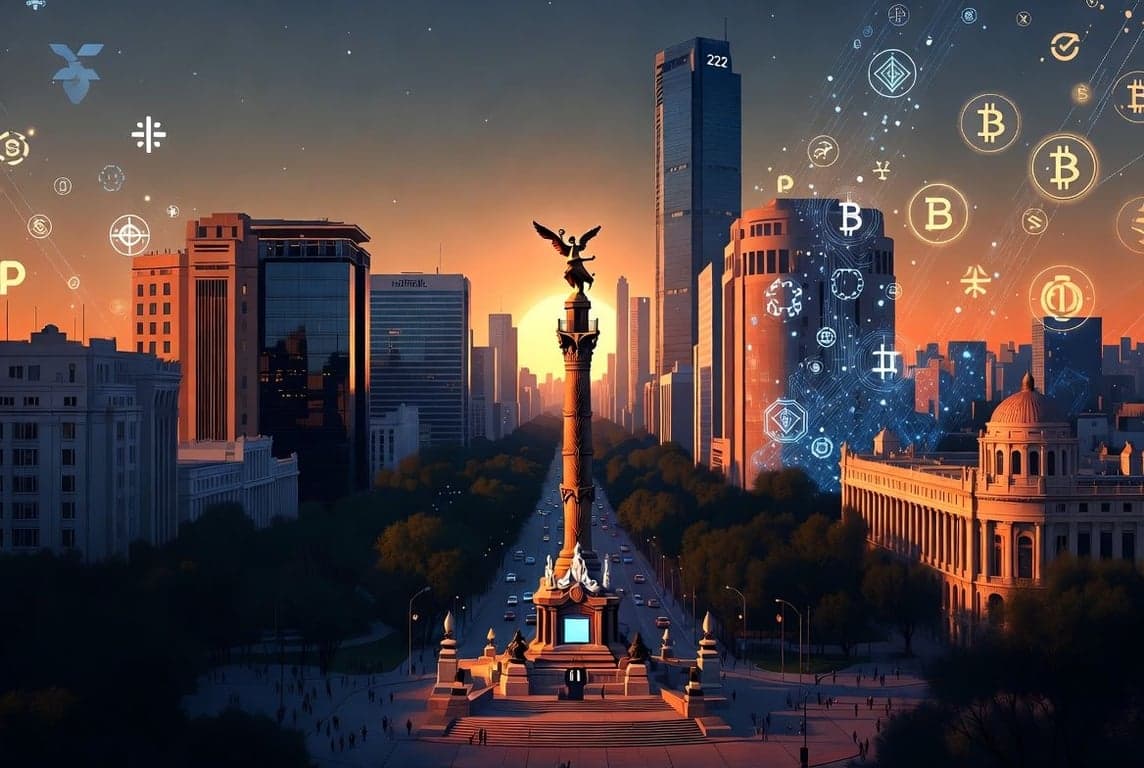 Mexico City financial district Paseo de la Reforma representing fintech law crypto regulation gap and CNBV oversight