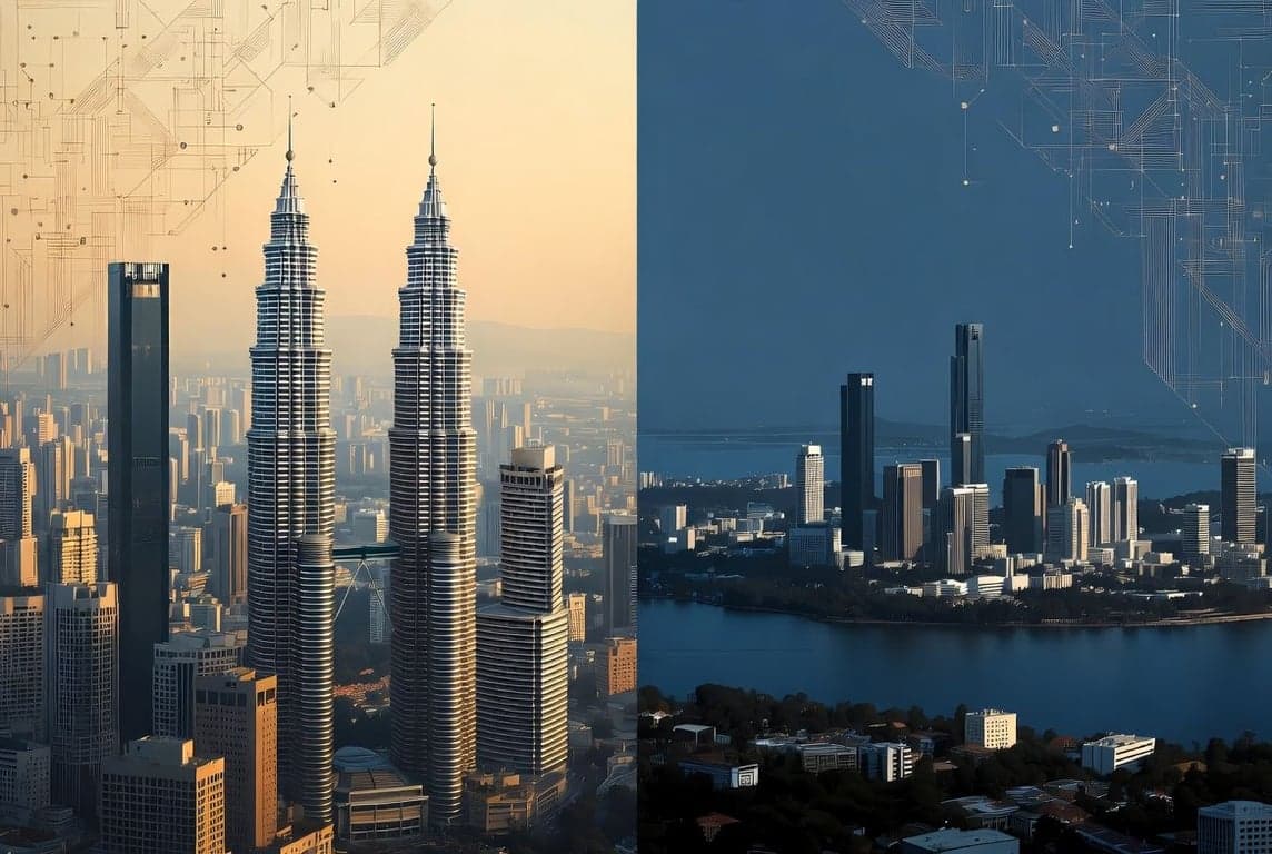 Malaysia Kuala Lumpur skyline and Labuan island representing company formation choices between Sdn Bhd and Labuan offshore structures