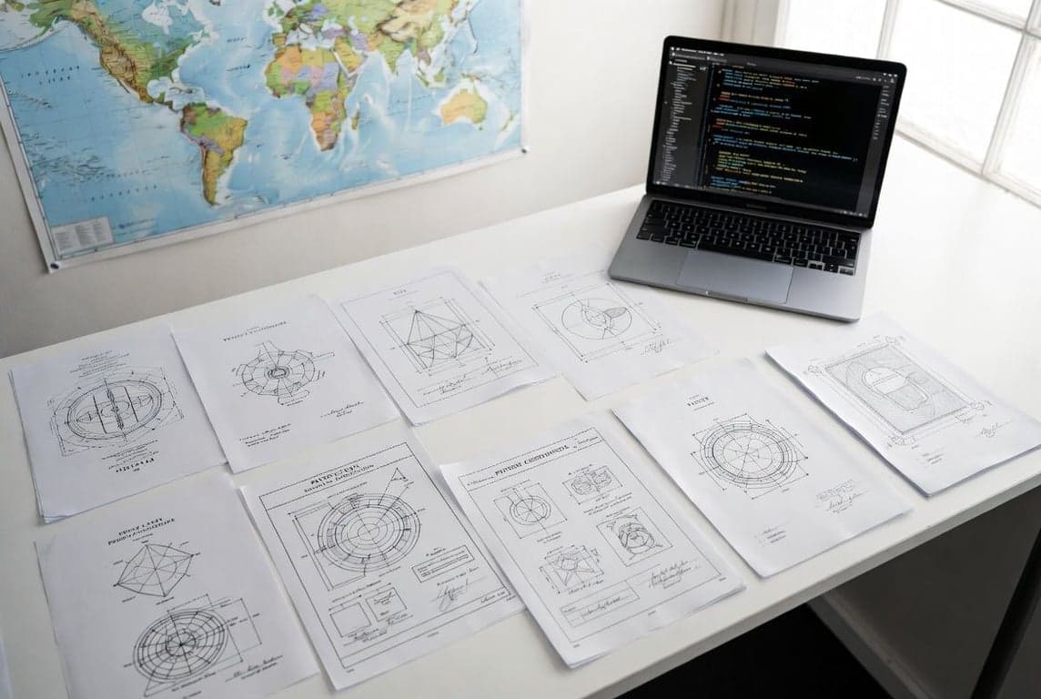 Abstract visualization of patent documents and software code flowing between connected European and Asian city nodes
